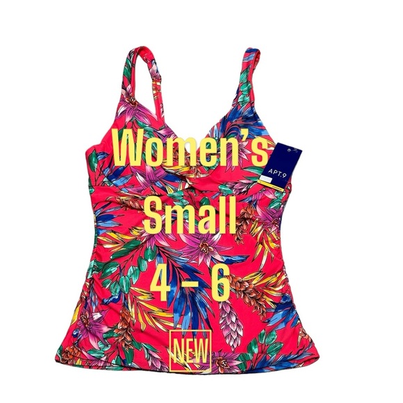 Women’s Apt. 9 Small Tankini Underwire Padded Cup Swim Swimwear Tank Top NWT - Picture 2 of 9